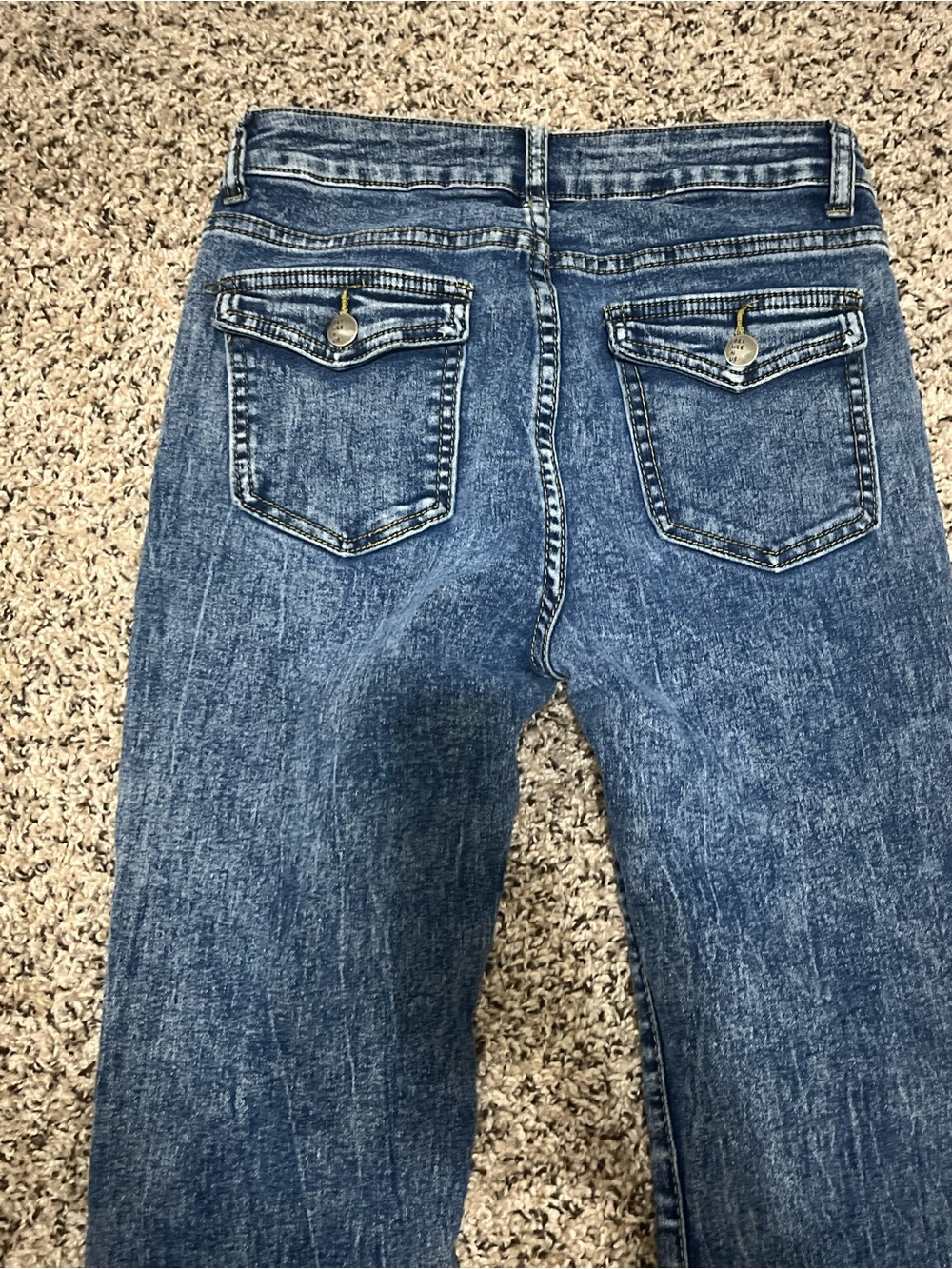 Classic Mid-Rise Blue Flare Jeans - Women's Wide Leg - Picture 6 of 6